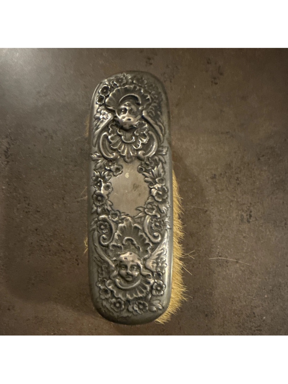 Antique VICTORIAN CLOTHES LINT BRUSH Vintage silver plated